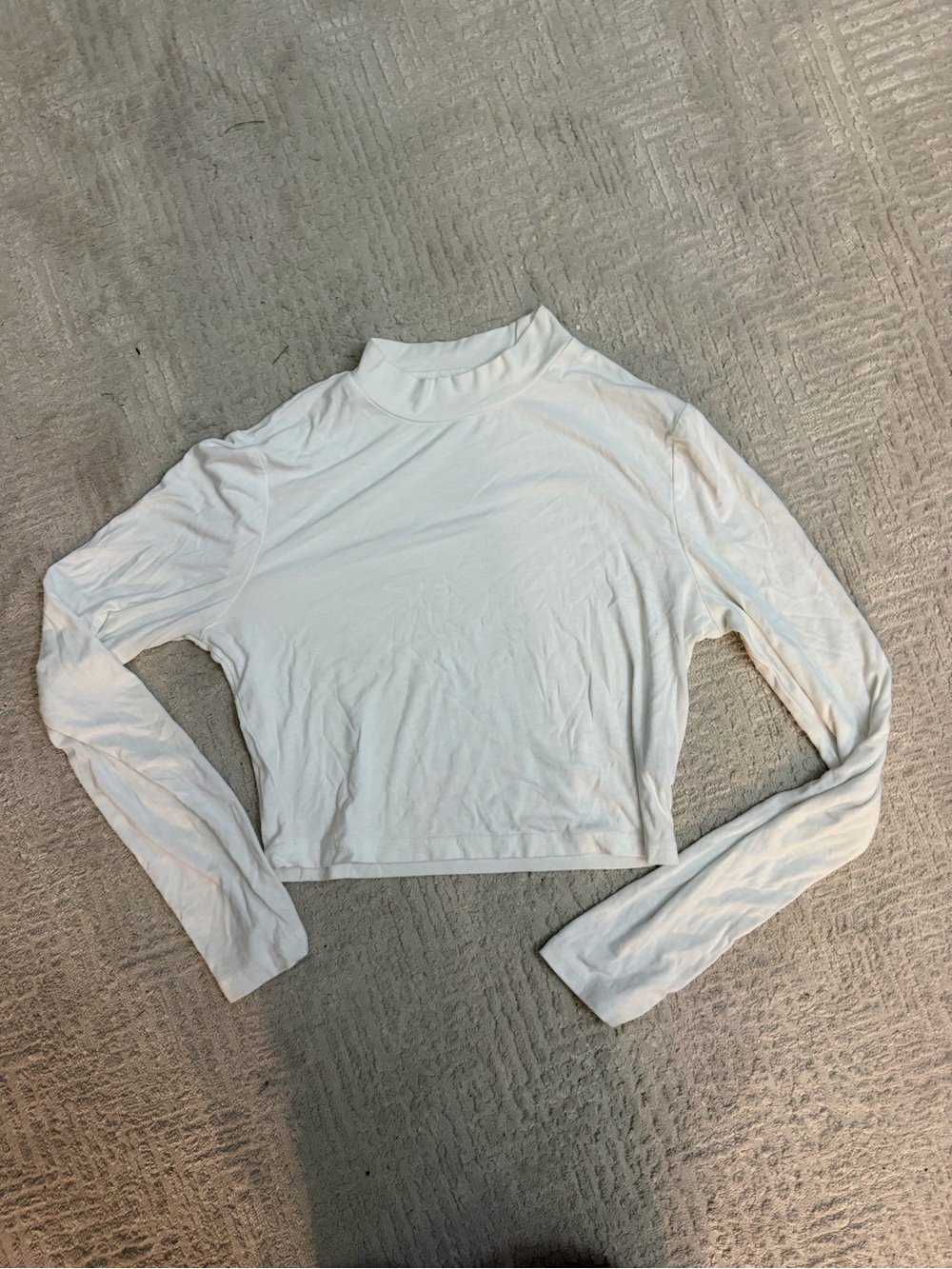 Fashion Nova White Long-Sleeve Mock Neck Crop Top